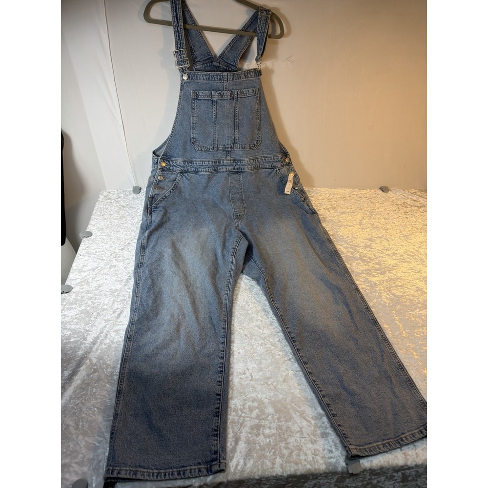 GAP Denim Overalls Women XL Blue Wide Leg Bib Carpenter NWT